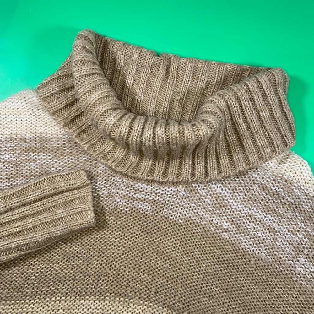 ANA A New Approach Sweater Women's Small Knit Striped Beige Cowl Neck